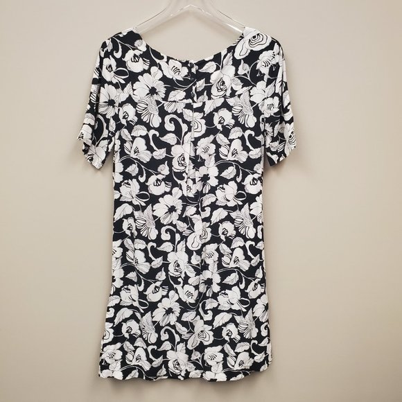 Anthropologie Maeve Black & White Floral Shift Dress Size 8 - Picture 7 of 10